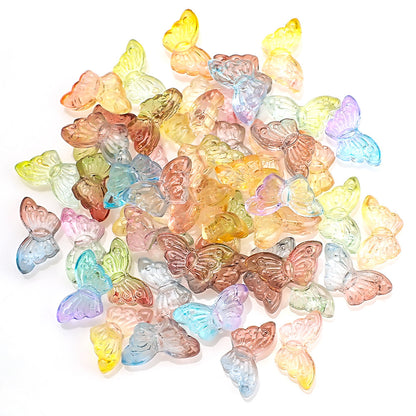 Czech Glass Beads Butterfly 8 15mm Dual Color Gradient Transparent 50pcs 12