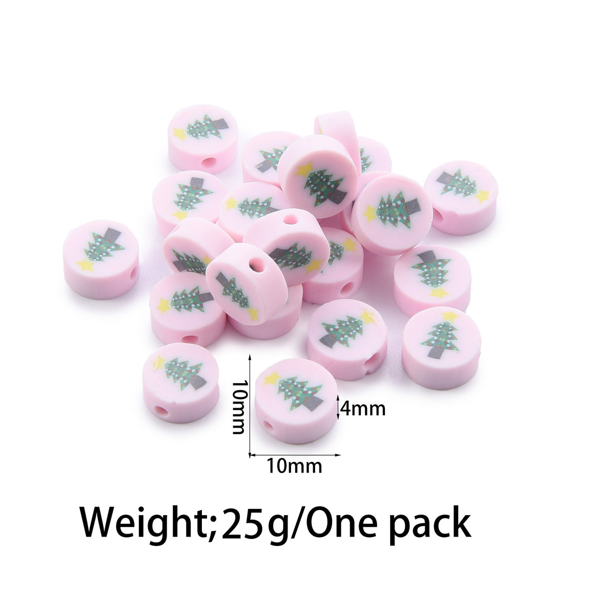 Flat Clay Beads Fruit and Christmas Tree Pattern Polymer 50pcs 10