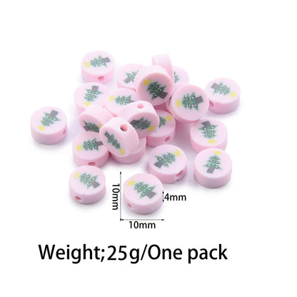 Flat Clay Beads Fruit and Christmas Tree Pattern Polymer 50pcs 10