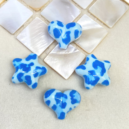 Leopard Print Heart Star Acrylic Beads 20mm Mixed Colors 50pcs 9