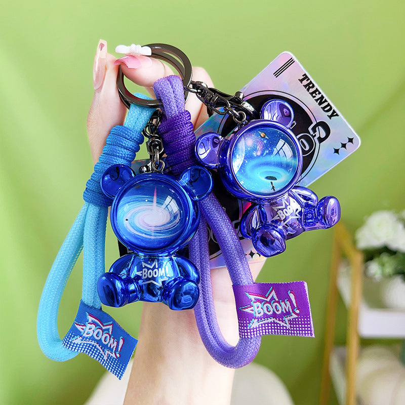 Resin Bear Wristlet Keychain Cosmic Galaxy Design Cool Colors