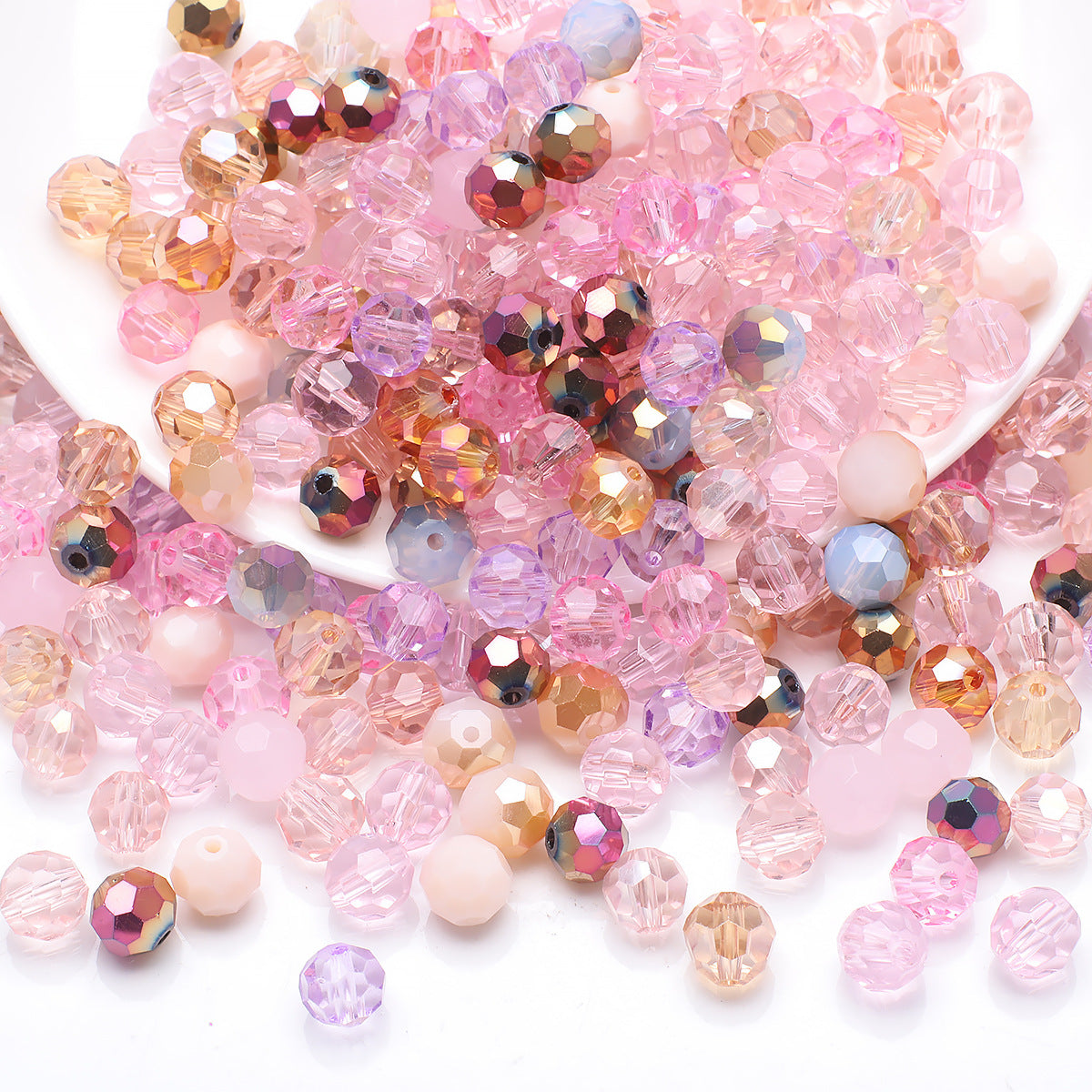 Faceted Football Glass Beads 8mm Electroplated Multicolor 50pcs
