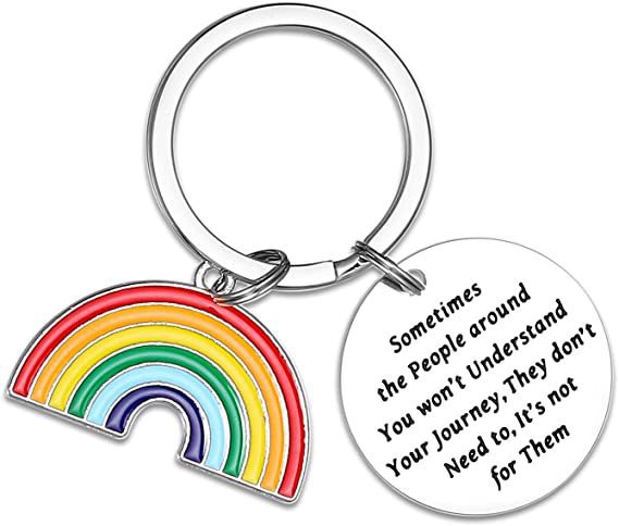 Rainbow Keychain Stainless Steel Arched Colorful Charm Inspirational 6