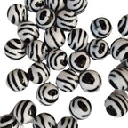 Zebra Stripe Bubblegum Beads 20mm Glossy Black and White Acrylic 10pcs 4