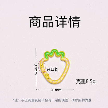 Alloy 37mm Strawberry Shaped Trigger Spring Keyrings 4pcs 2