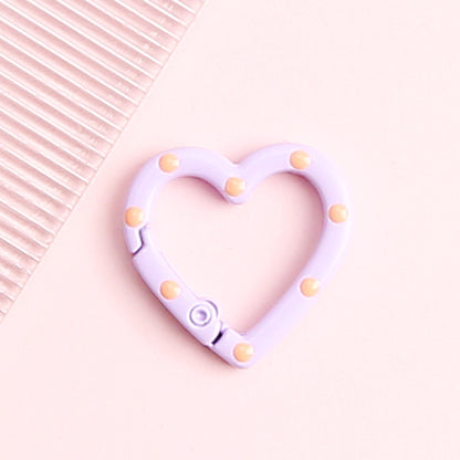 Metal Painted Dotted Heart Trigger Spring Keyrings 25mm 10pcs 14
