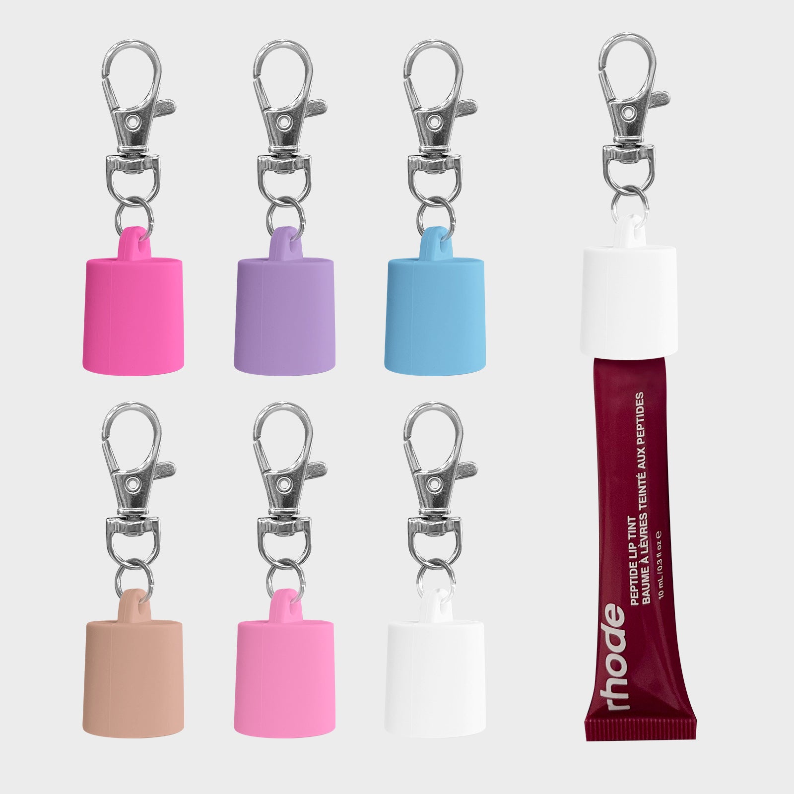 Silicone Chapstick Keychain Caps Crown Striped Smooth Shapes 3pcs 2