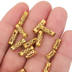Stainless Steel Tube Metal Beads 8mm 12mm Hollow Patterned 20pcs 3