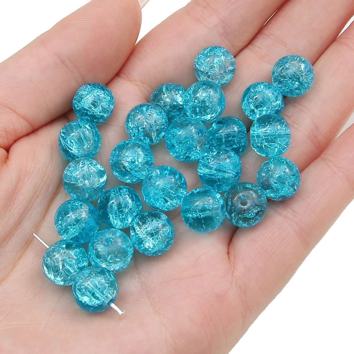 Crackle Round Glass Beads 10mm Assorted Colors 40pcs 38