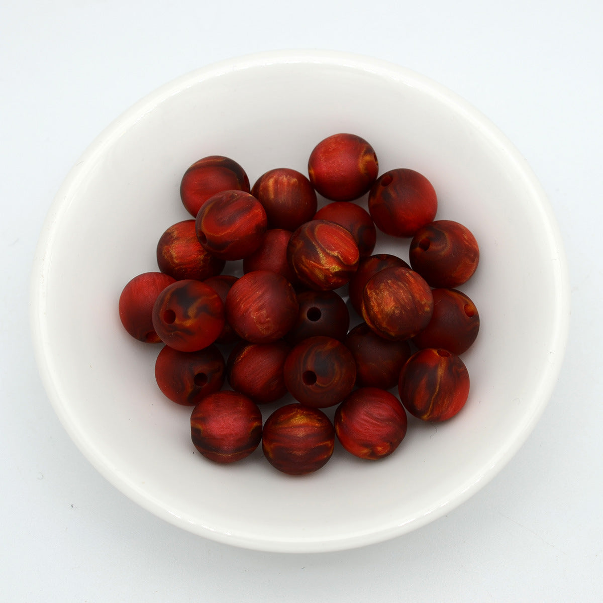 Matte Coloring Striped Resin Beads 10mm Round Mixed Colors 100pcs 12