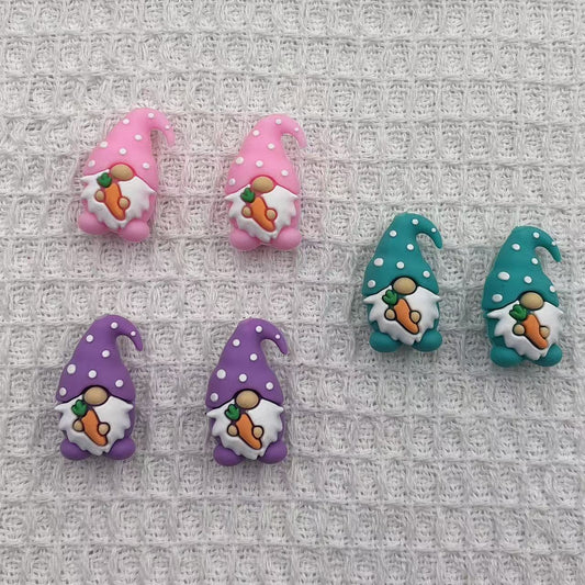 Silicone 3D Focal Beads Easter Carrot Dwarfs Polka Dot Hat 20pcs