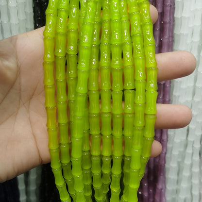 Transparent Bamboo Shape Glass Beads 6x12mm Glossy Finish 5 Strands 3