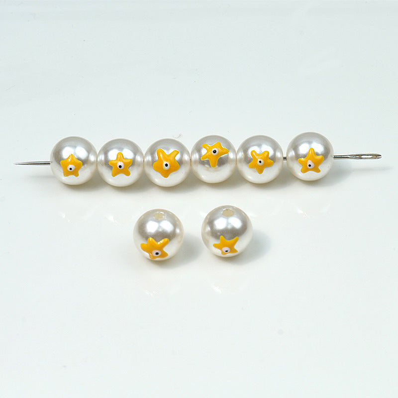 Hand Painted Acrylic Beads 12mm Enamel Cartoon Motifs 10pcs 19