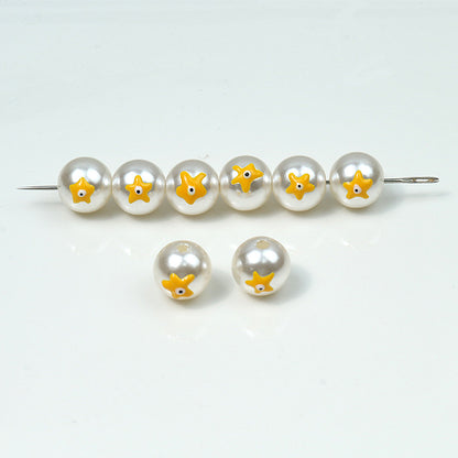 Hand Painted Acrylic Beads 12mm Enamel Cartoon Motifs 10pcs 19