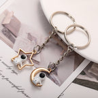 Astronaut Keychain Alloy Gold Tone Moon and Star Design