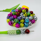 Dopamine Colored Zebra Patterned Acrylic Beads 16mm 50pcs 3