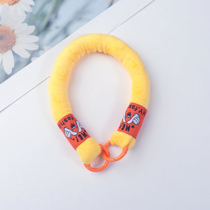 Plush Fabric Stuffed Lanyard Phone Keychain Soft Pastel Colors 2pcs 7
