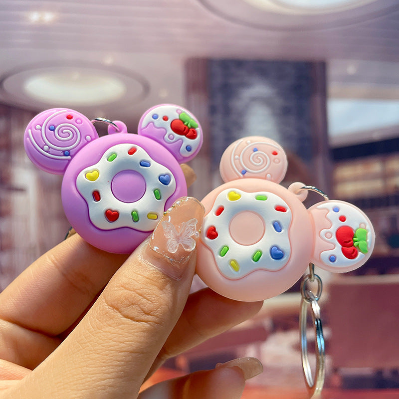 Cartoon Donut Keychain PVC Pastel Colors Big Ears Design 3