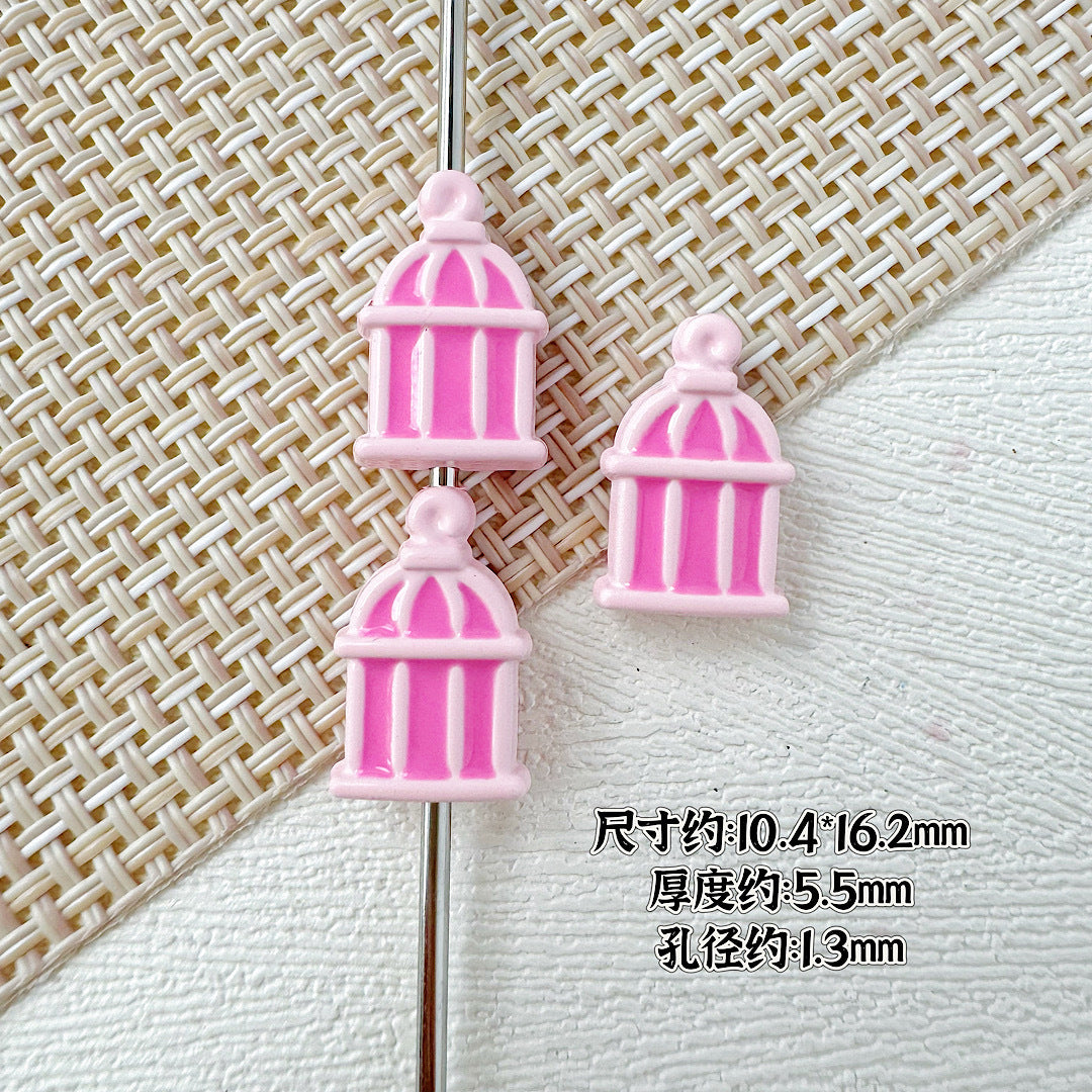 Christmas Tree and Birdcage Metal Beads 13-16mm Baking Painted 10pcs 16
