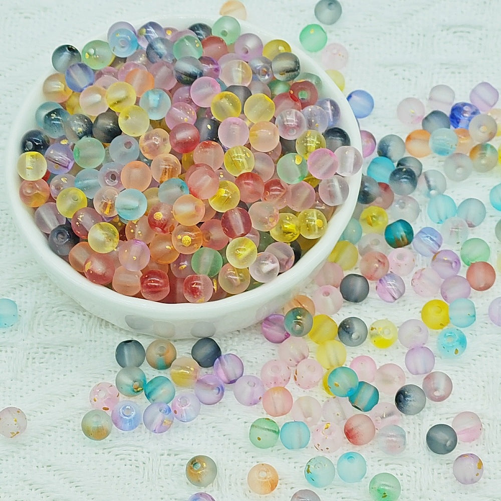 Frosted Round Glass Beads 6mm Pastel Colors with Gold Flecks 50pcs 6