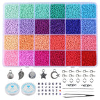 Transparent Seed Glass Beads 2mm 24 Vibrant Colors Glossy Finish 3