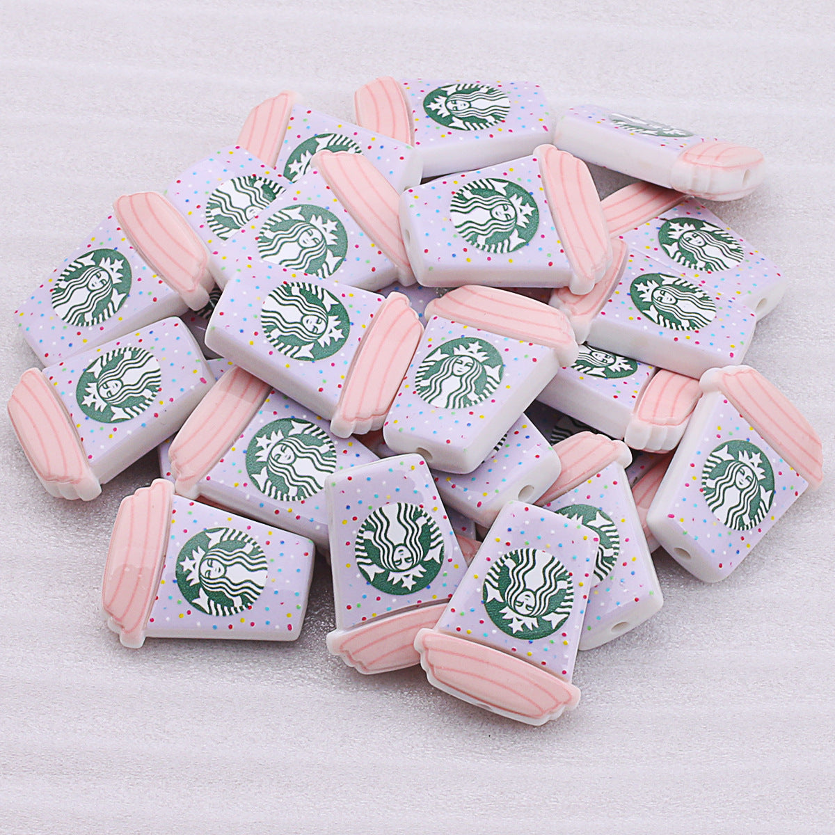 Starbuc Cup Acrylic Beads 25-30mm Pastel Mixed 50pcs 12