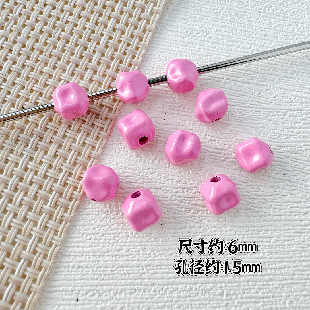 Heart Stone Metal Beads 6mm 9mm Glossy Painted Pastel Colors 50pcs 22