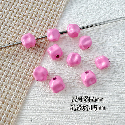 Heart Stone Metal Beads 6mm 9mm Glossy Painted Pastel Colors 50pcs 22