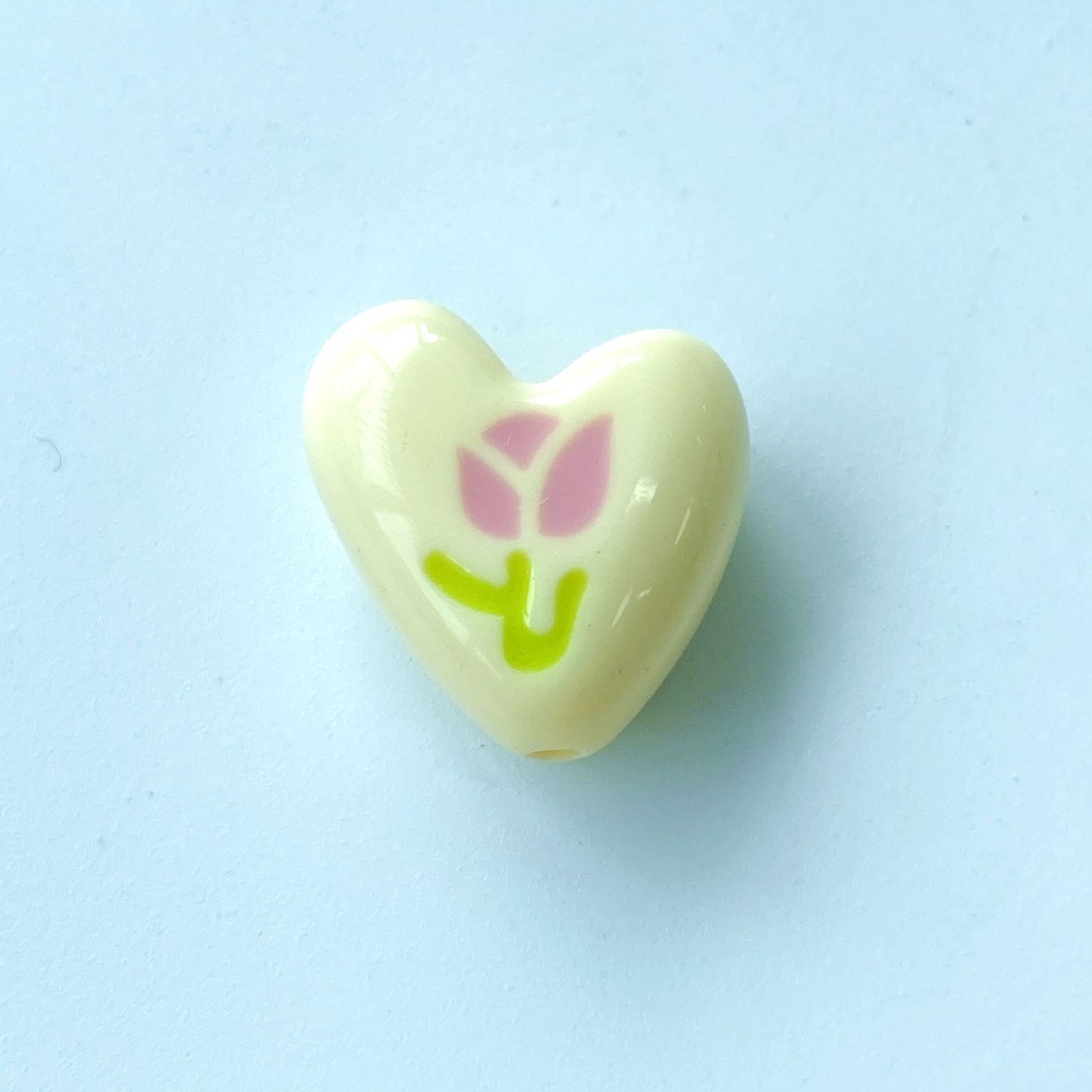 Hand Painted Heart Acrylic Beads 20mm Summer Tulip Pastel 100pcs 8