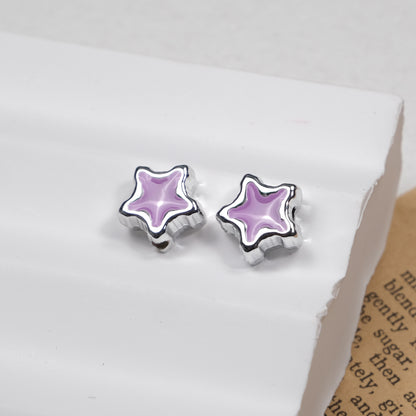 Silver Pixel Heart and Star Acrylic Beads 11mm Mixed Shapes 50pcs 17