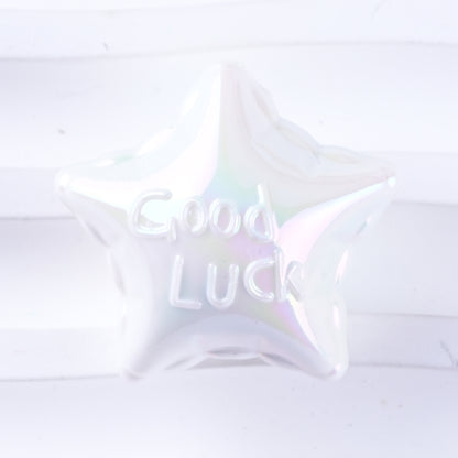 UV Plating Balloon Shaped Heart Star Acrylic Beads 25mm Glossy Pastel 50pcs 14