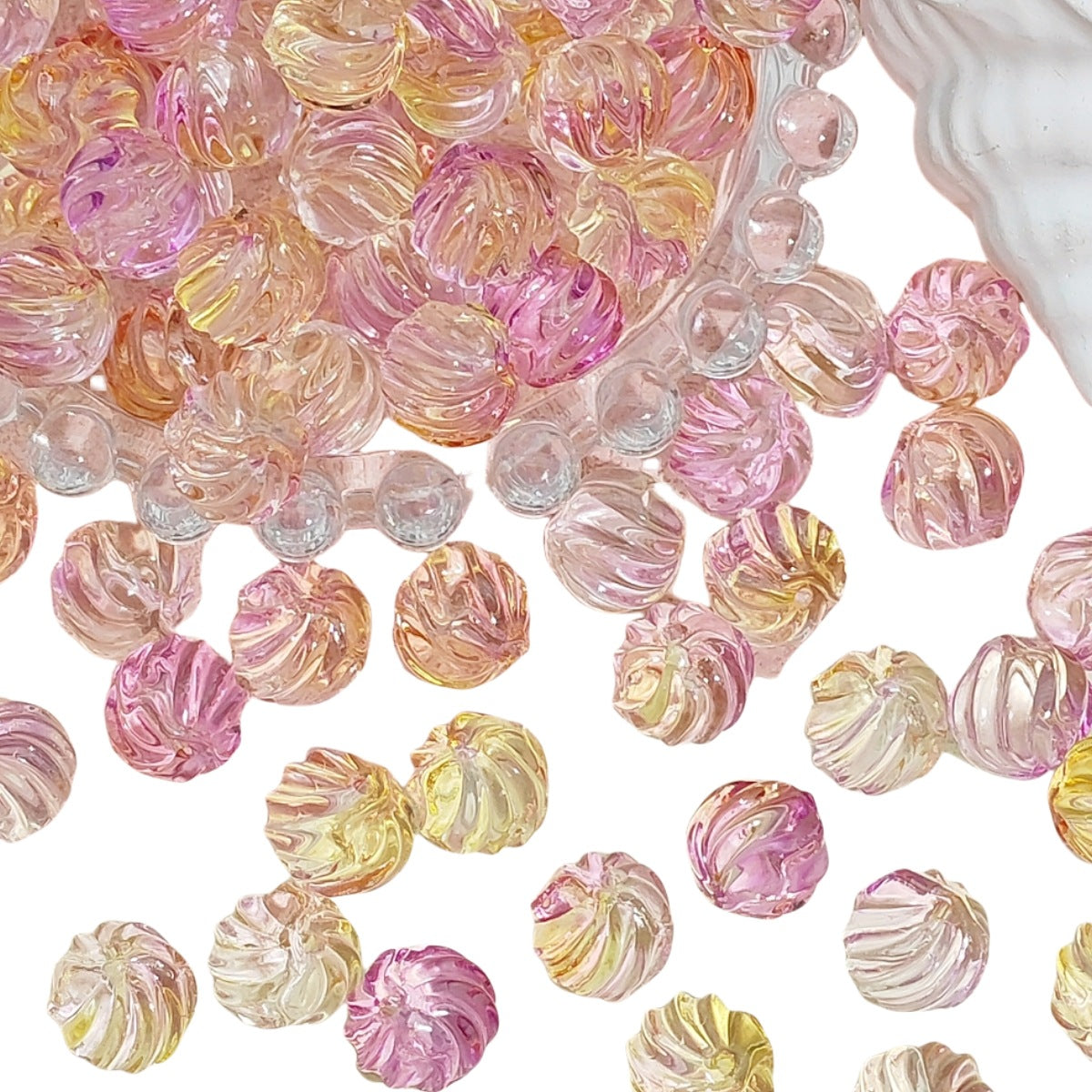 Swirl Striped Round Glass Beads 13mm Pastel Mixed Colors 50pcs 5