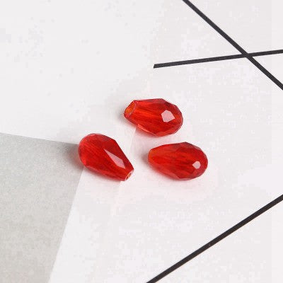 Faceted Teardrop Glass Beads 8x11mm Transparent Mixed Colors 10pcs 5