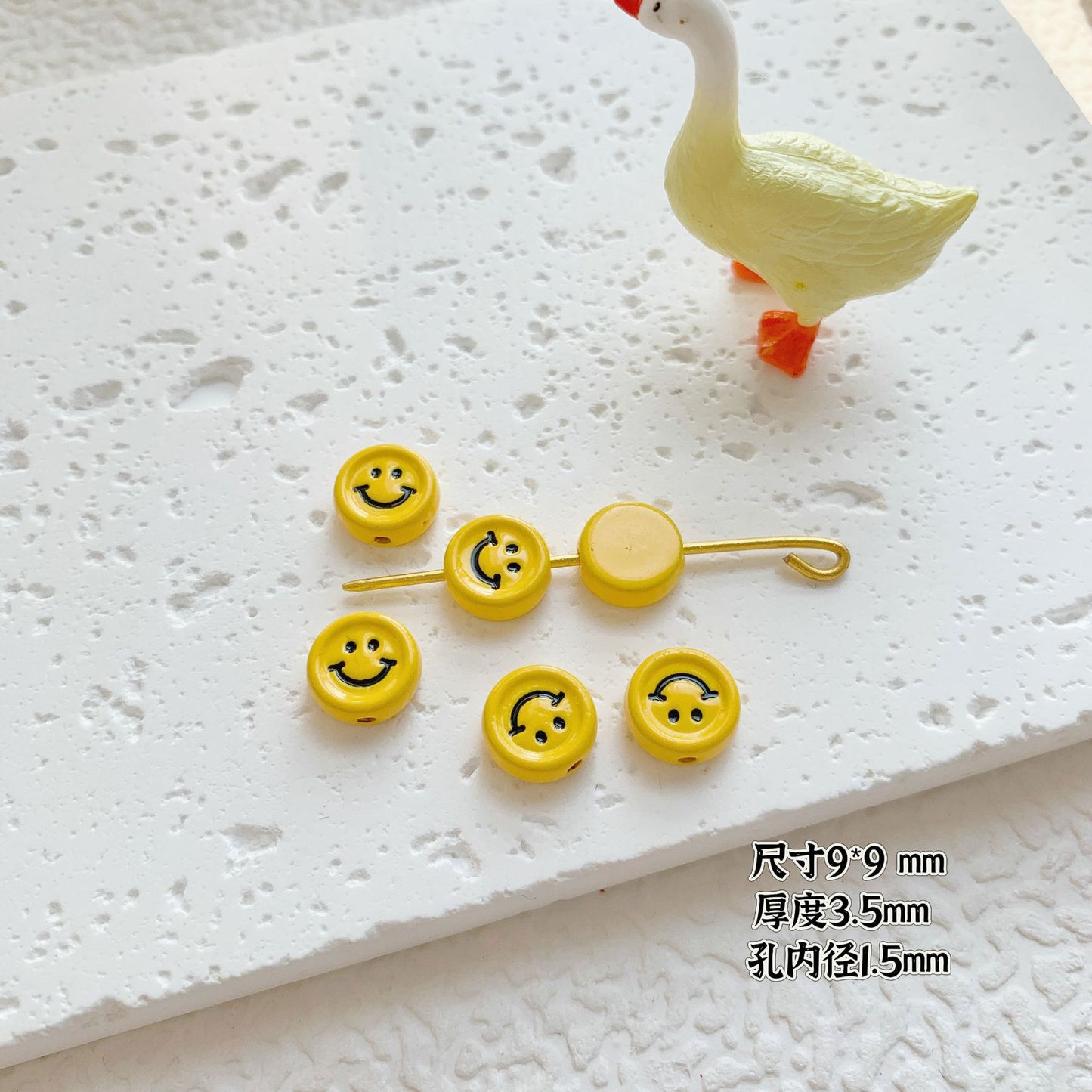 Round Metal Beads Baking Painted Smiling Chocolate Series 20pcs 27