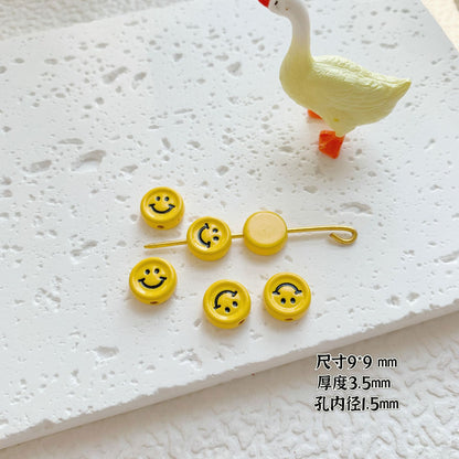 Round Metal Beads Baking Painted Smiling Chocolate Series 20pcs 27