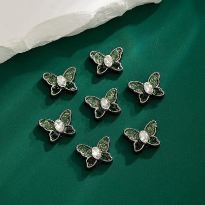 Two-Color Butterfly Rhinestone Beads 17mm Alloy Base 10pcs 9