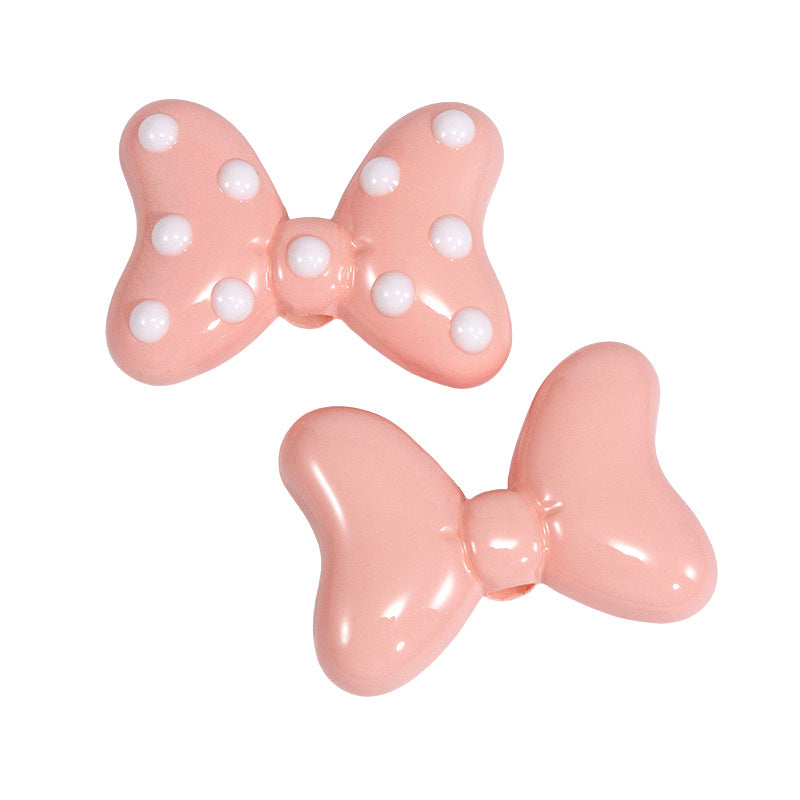 Sweet Polka Dotted Bow Acrylic Beads 29mm Colorful Mixed 10pcs 13