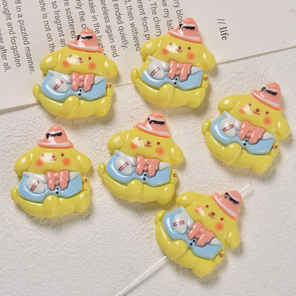 3D Enamel Character Resin Beads Glossy Pastel 2pcs 3
