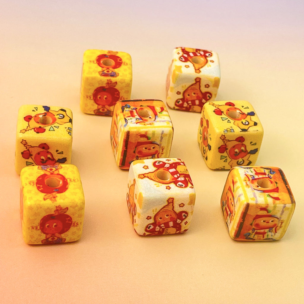 Lovely Twinkl Printed Square Acrylic Beads 14mm 10pcs 3