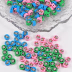 Flat Clay Beads 9mm Power Puff Girl Polymer Colorful 100pcs 4