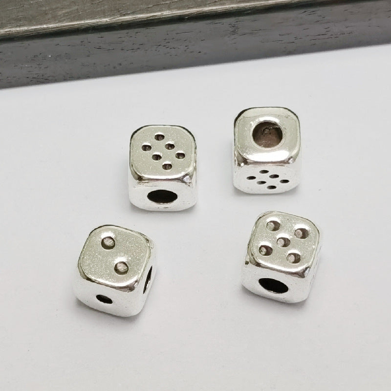 Square Metal Beads 7mm Rounded-angle Dice Gold and Silver Tone 40pcs 3