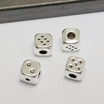 Square Metal Beads 7mm Rounded-angle Dice Gold and Silver Tone 40pcs 3
