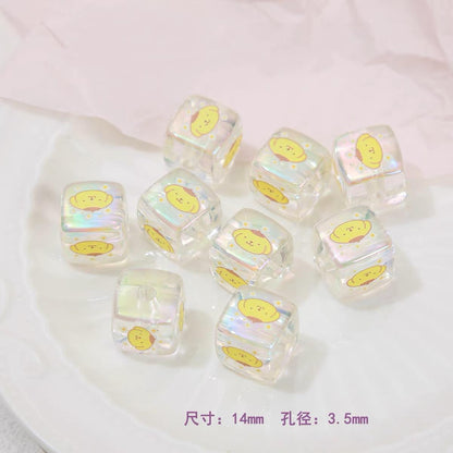 Clear Square Acrylic Beads 14mm Sanrio Cartoon Designs 10pcs 9