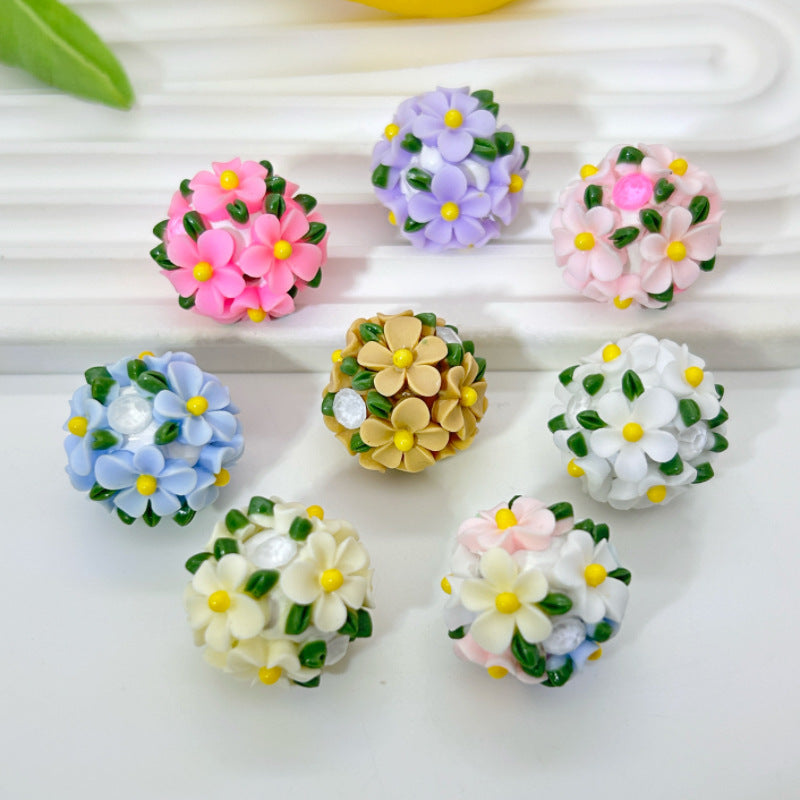 Flower Cluster Clay Beads 20mm Fresh Camellia Polymer 10pcs 2