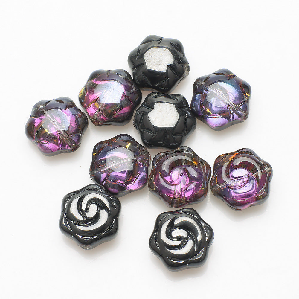Electroplated Rose Glass Beads 16mm Transparent Iridescent 20pcs 8