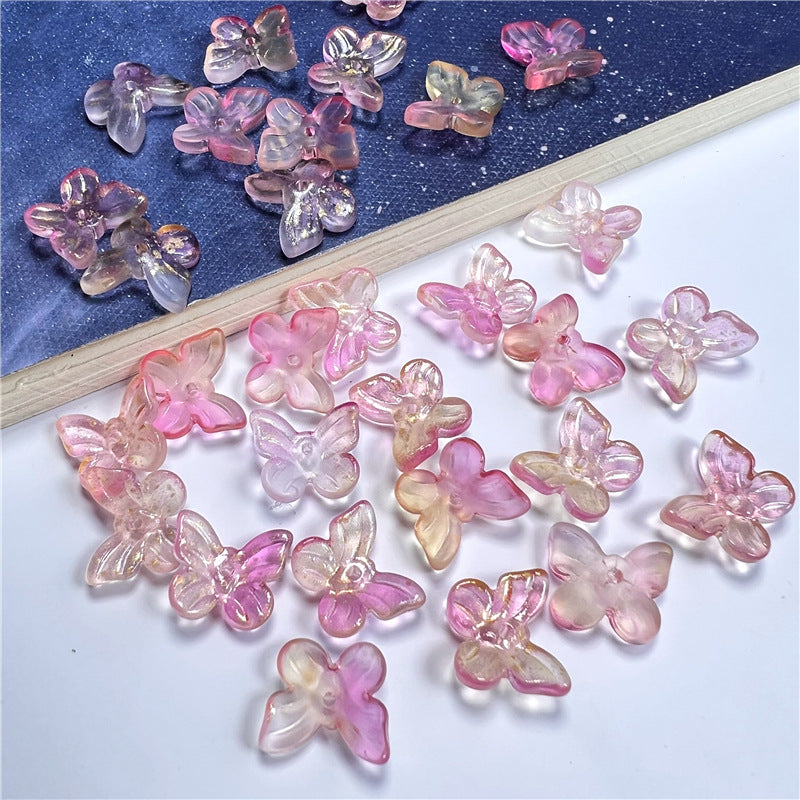 Czech Glass Beads Butterfly 11mm Translucent Purple Blue Pink 50pcs 19