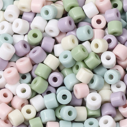 Cream Colored Pony Beads Acrylic 6mm Matte Wide Hole 50pcs 23