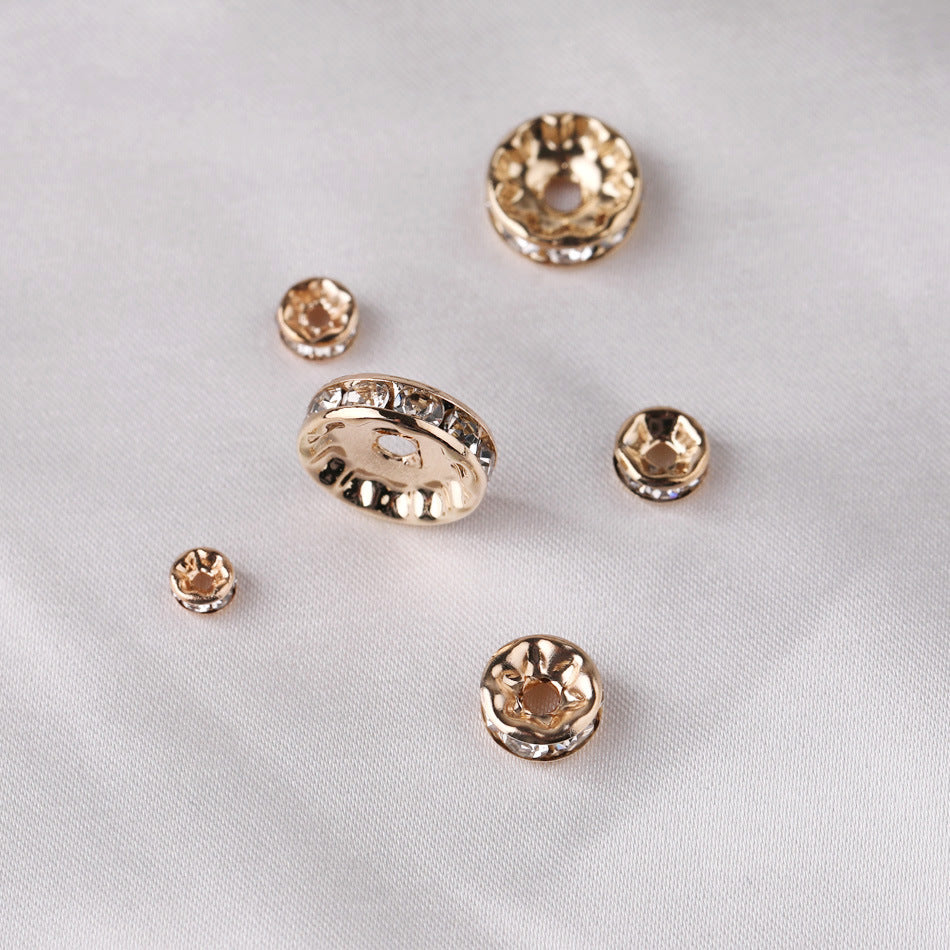 Brass Rhinestone Spacer Beads 4-12mm Sparkling Gold 300pcs 7