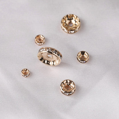 Brass Rhinestone Spacer Beads 4-12mm Sparkling Gold 300pcs 7