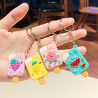 Silicone Mini Fruit Ice Cream Keychain Pastel Colors Cute Design